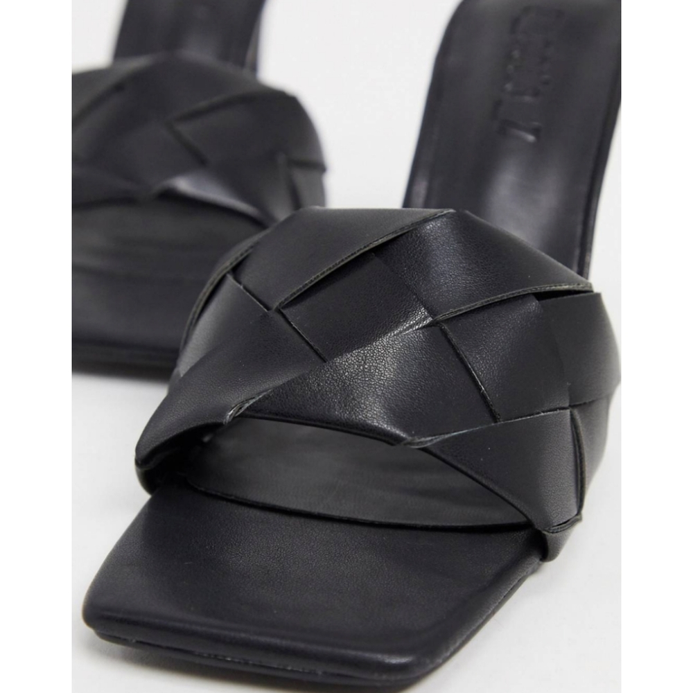Vegan Woven Heeled Mules